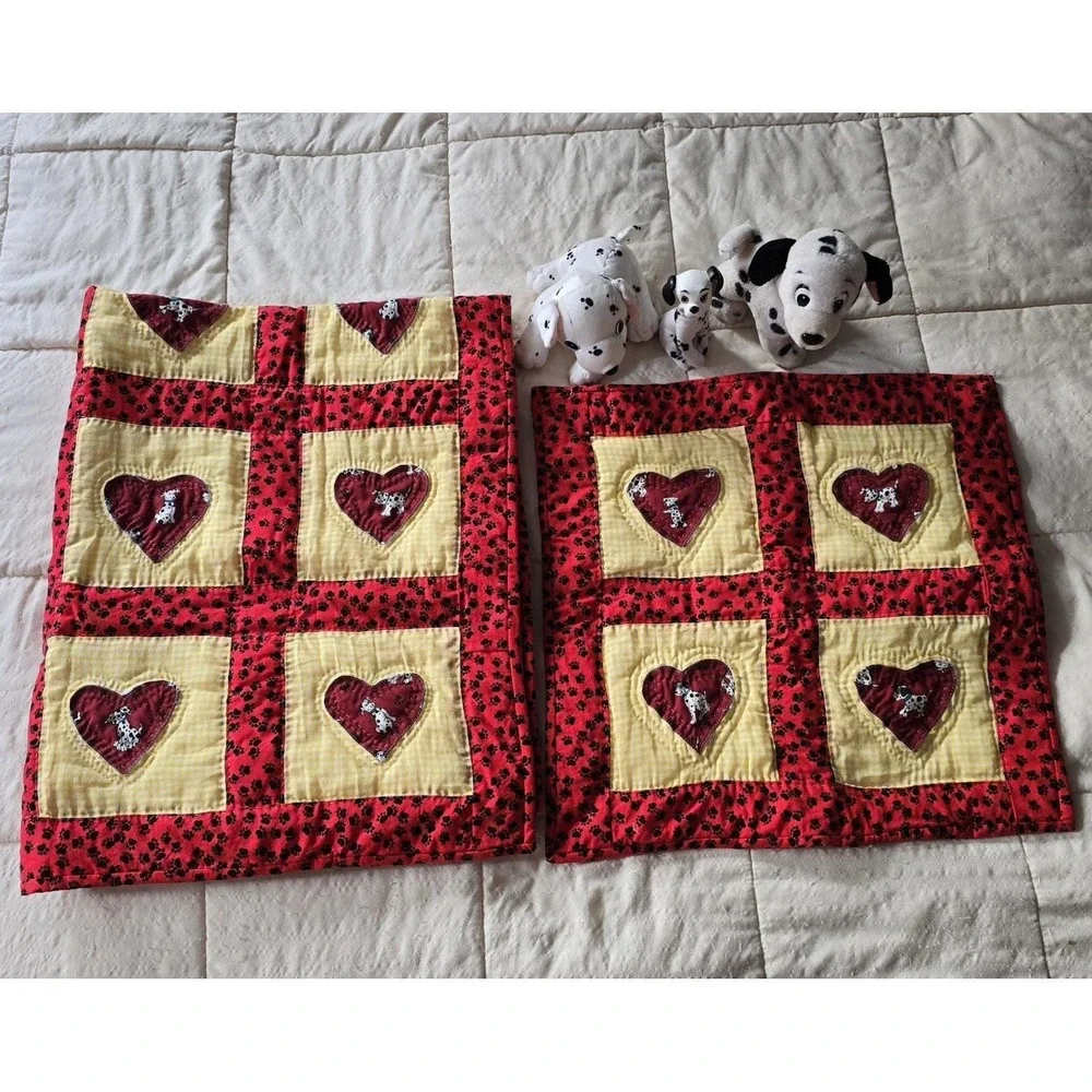 Handmade Disney 101 Dalmatians Baby Quilt Set Plush Dogs Burp Cloth‎ Gift
